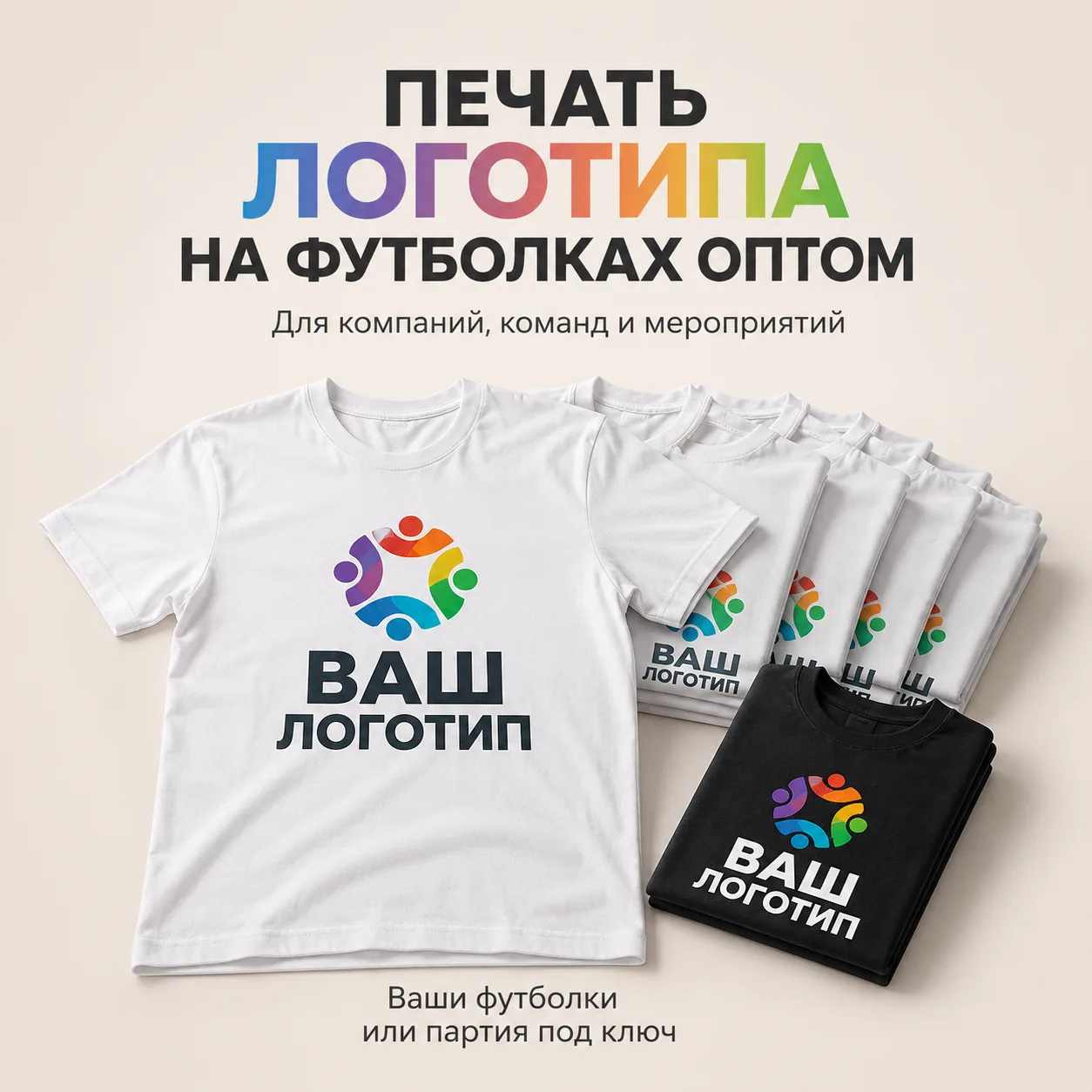 Вариант оформления: Печать логотипа на футболках оптом