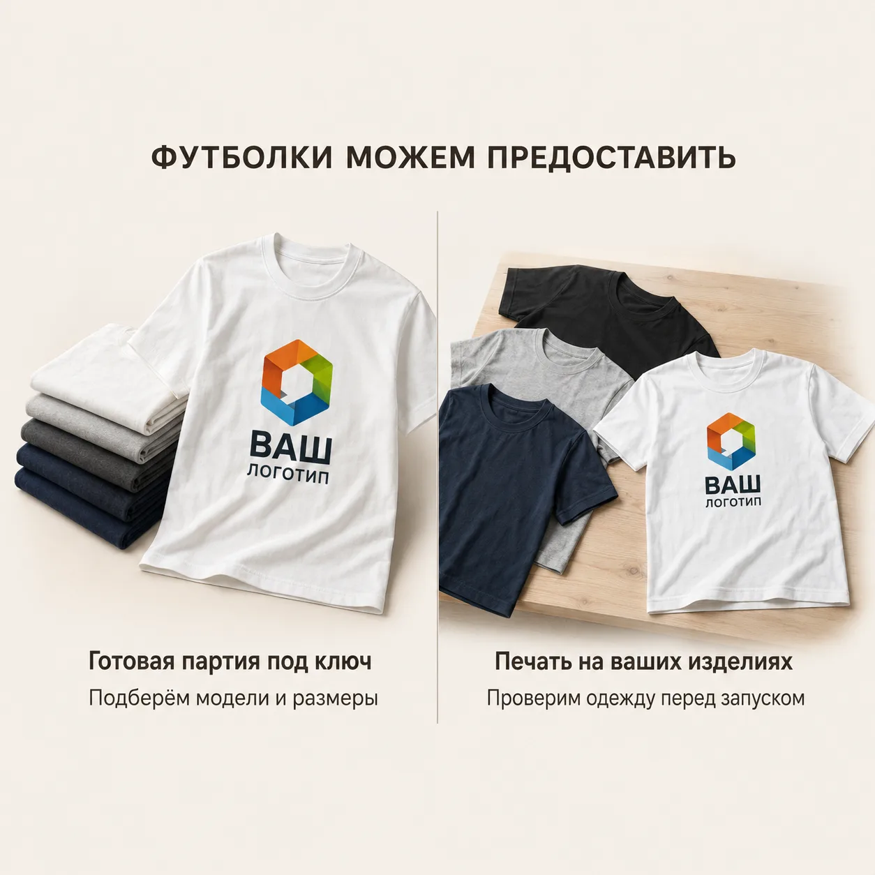 Печать логотипа на футболках оптом — вариант оформления 2
