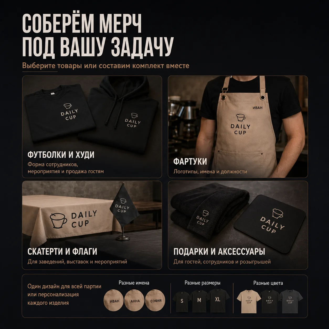 Мерч для кофеен, баров и студий — вариант оформления 2