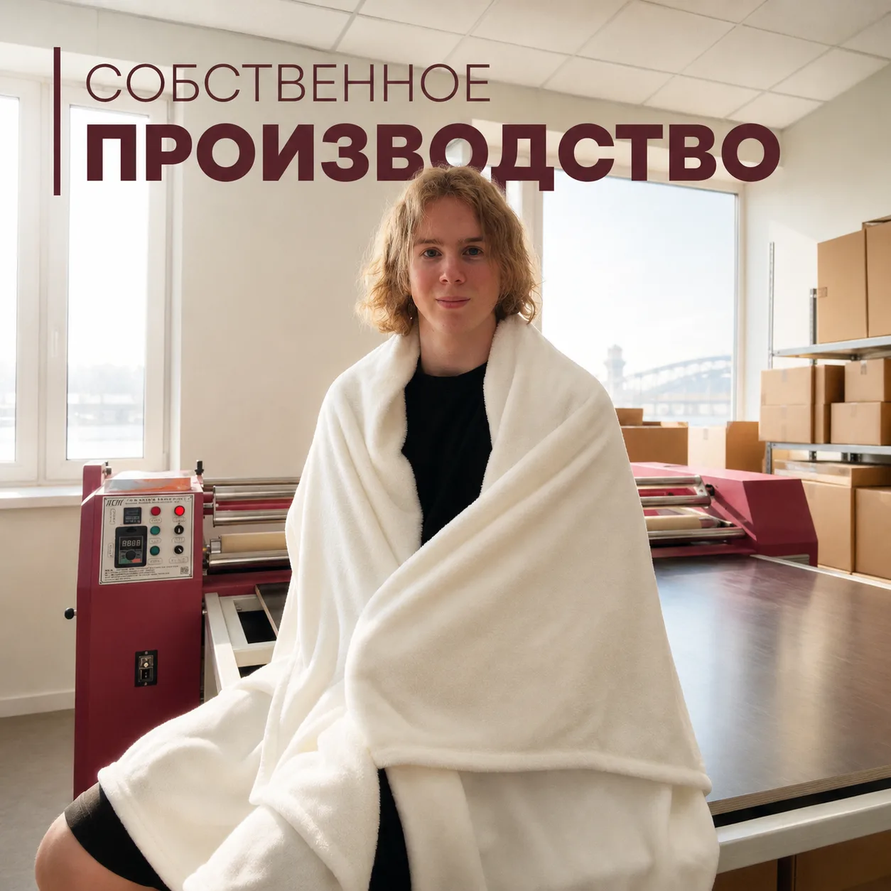 Пледы с логотипом компании — вариант оформления 3