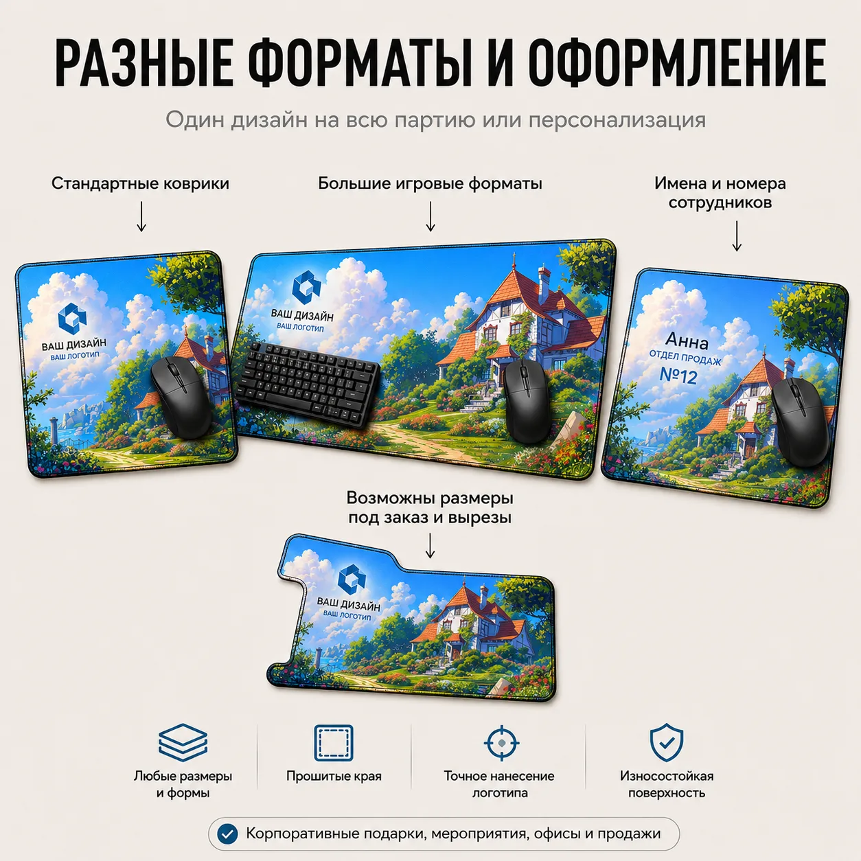 Коврик для мыши с логотипом компании — вариант оформления 2