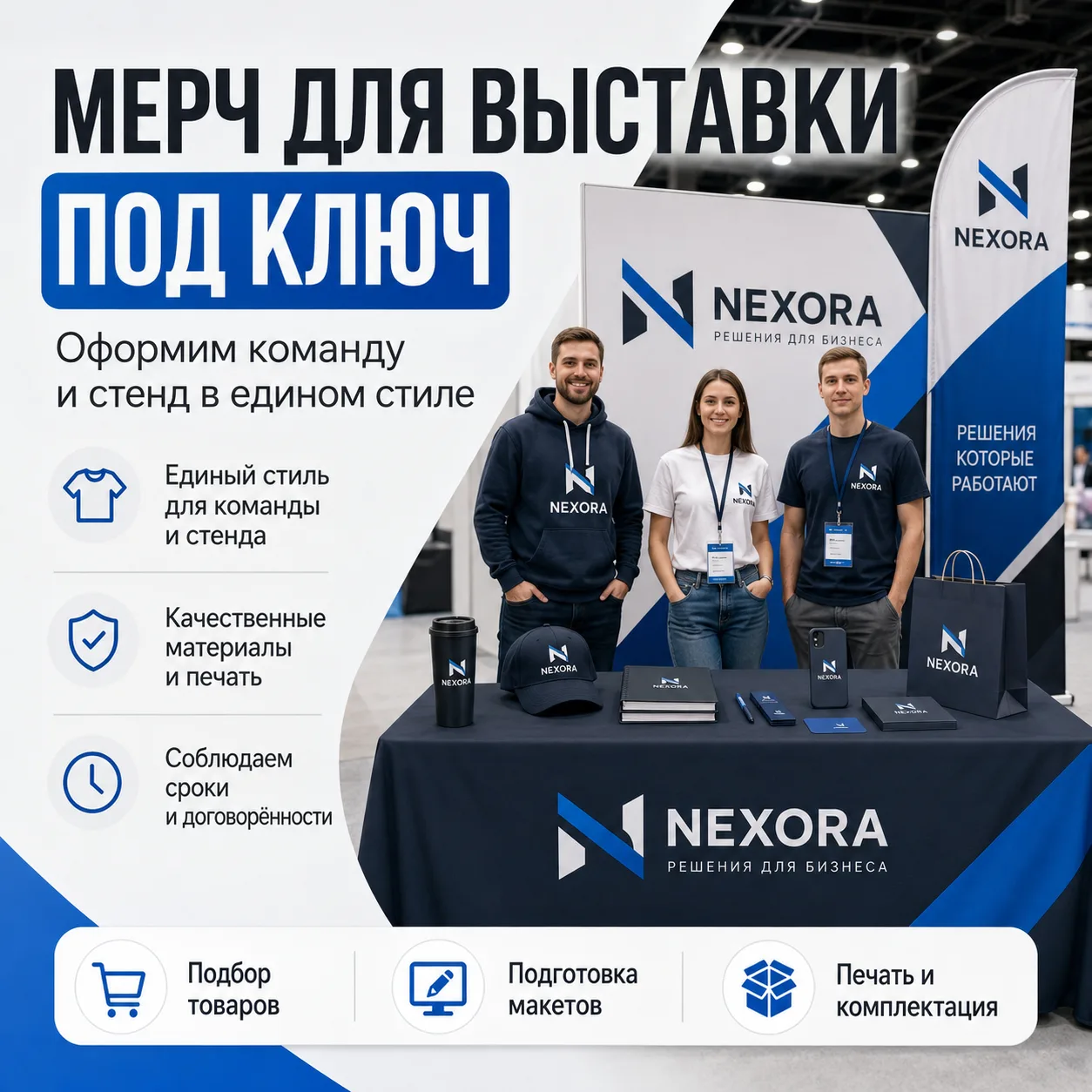 Вариант оформления: Мерч для выставки под ключ